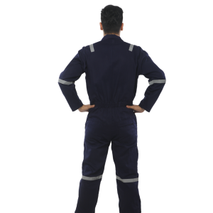 Deluxe 100% Cotton Work Jacket & Cargo Pants Navy Blue Back View