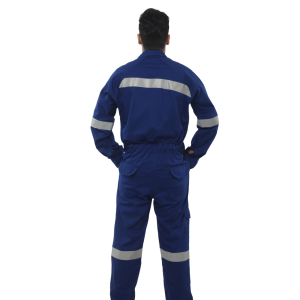 Deluxe 100% Cotton Coverall Color Blue Back View