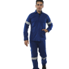 Deluxe 100% Cotton Coverall Color Blue Front View