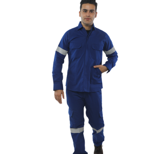 Deluxe 100% Cotton Coverall Color Blue Front View