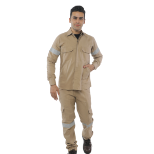 Deluxe 100% Cotton Coverall Color Khaki Front View
