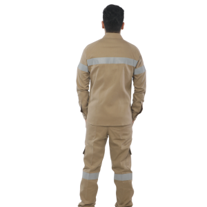 Deluxe 100% Cotton Coverall Color Khaki Back View