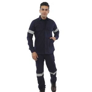Deluxe 100% Cotton Coverall Color Navy Blue Front View
