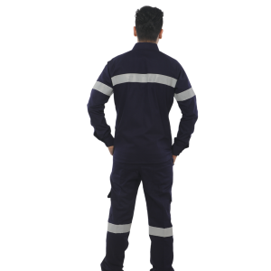 Deluxe 100% Cotton Coverall Color Navy Blue Back View