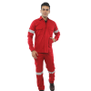 Deluxe 100% Cotton Coverall Color Red Front View