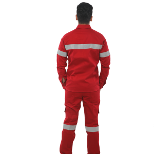 Deluxe 100% Cotton Coverall Color Red Back View