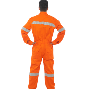 Deluxe 100% Cotton Coverall Color Orange Back View