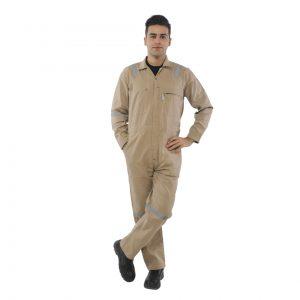 Elite Blended Poly Cotton Coverall Color Khaki Front View