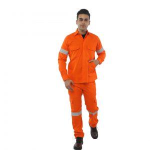 Deluxe 100% Cotton Work Jacket & Cargo Pants Color Orange Front View