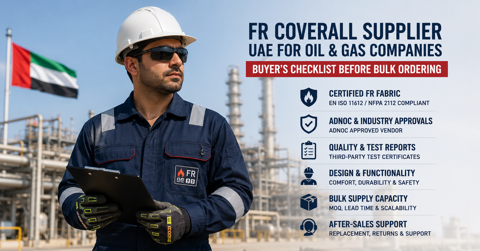 FR Coverall Supplier UAE for Oil & Gas Companies: Buyer's Checklist Before Bulk Ordering
